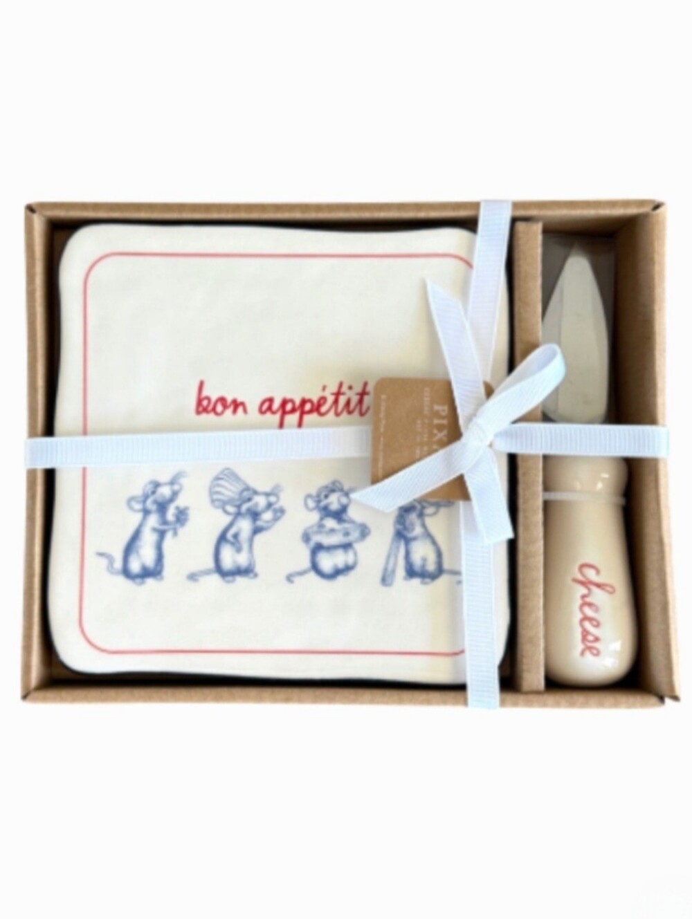 NIB Disney Pixar Ratatouille Remy Rae Dunn Cheese Plate And Knife Serving Set